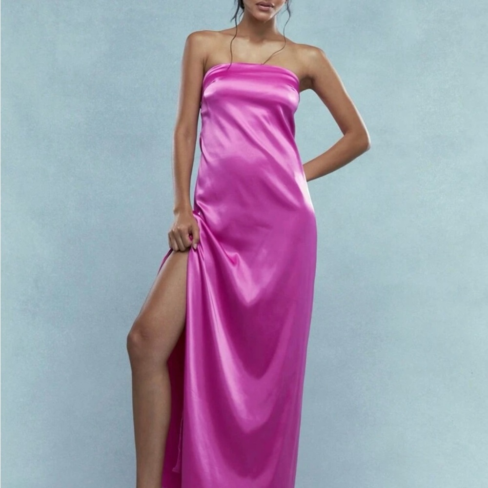 Missguided Pink Satin Maxi Dress